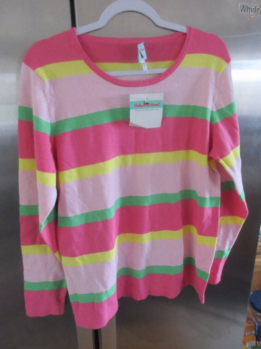 Haley and the Hound Cotton  Striped Top pullover new nwt knit L
